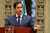 USAs utenriksminister Marco Rubio var onsdag i Guatemala by, der han kommenterte Trumps uttalelse om at Gaza kan bli «Midtøstens riviera». Foto: Mark Schiefelbein / AP / NTB