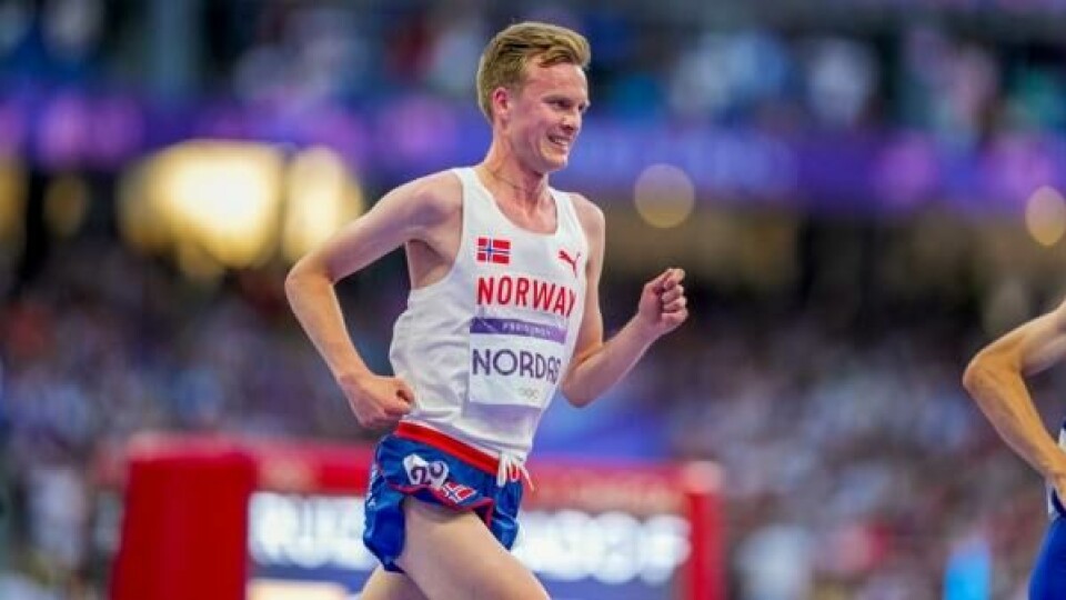 Narve Gilje Nordås under 5000 meter på Stade de France under sommer-OL i Paris 2024. F