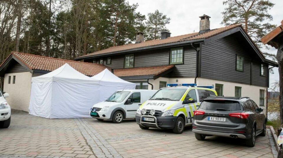 Lørenskog 20200430. Politiet leter i boligen til Tom Hagen i Sloraveien 4 på Fjellhamar etter at han ble arrestert mistenkt for drap eller medvirkning til drap på sin kone Anne-Elisabeth Hagen.