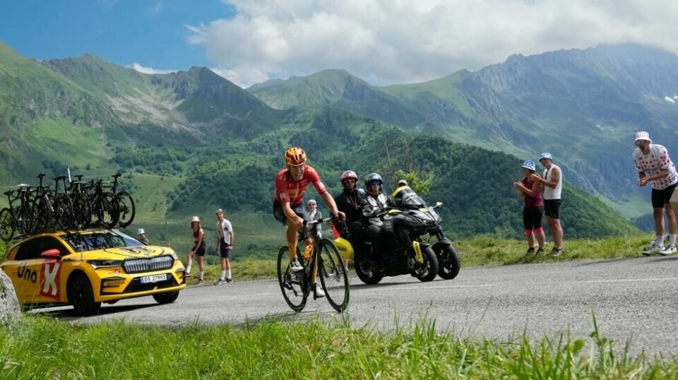 Tobias Halland Johannessen imponerte på søndagens Tour de France-etappe. Foto: Jerome Delay / AP Photo / NTB