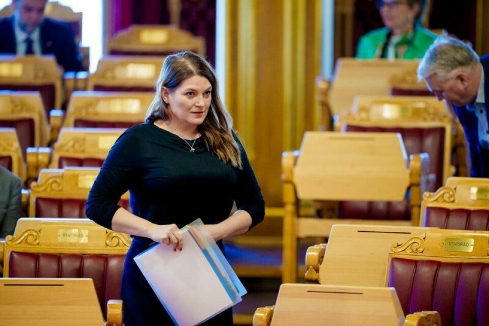 Næringsminister Cecilie Myrseth under spørretimen i Stortinget nylig.