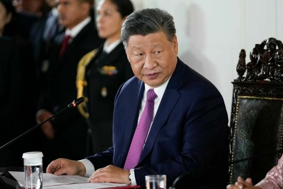 President Xi Jinping under åpningsseremonien for en kinesisk-finansiert havn i Peru torsdag.
