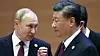 Russlands president Vladimir Putin i samtale med Kinas pesident Xi Jinping under Shanghai Cooperation Organization (SCO) i Samarkand i Uzbekistan, 16. september, 2022. (Sergei Bobylev, Sputnik, Kremlin Pool Photo via AP)