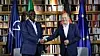 Senegals president Macky Sall (t.v.) og Tysklands forbundskansler Olaf Scholz (t.h.) på G7-toppmøtet. FOTO: NTB / AFP.