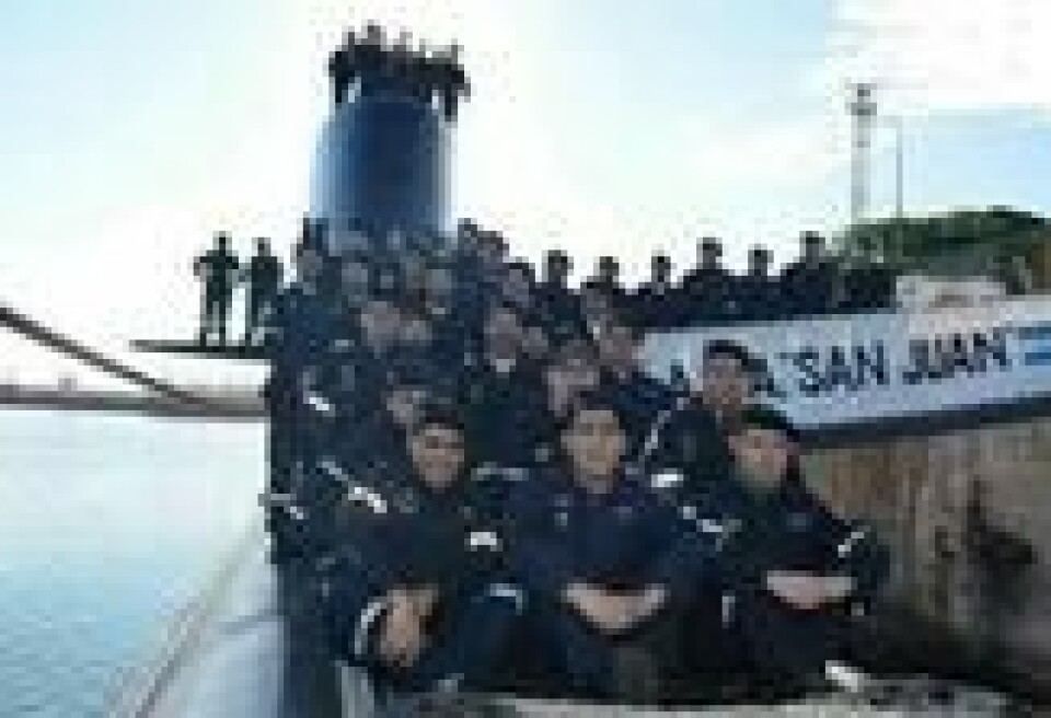 Ubåtmannskapet om bord på ARA San Juan Ubåtmannskapet om bord på ARA San Juan Foto: Skjermdump fra Twitter