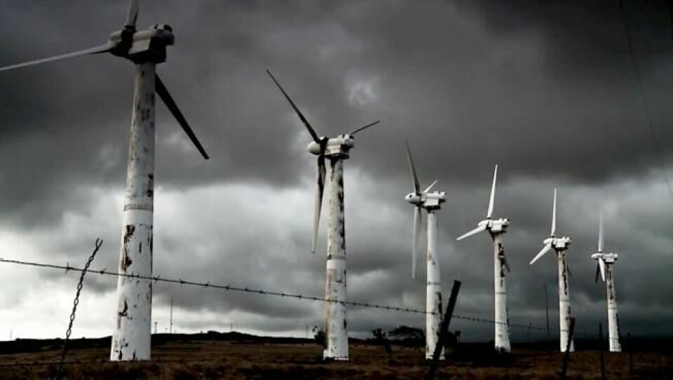 I dokumentarfilmen Planet of the Humans brukes en forlatt vindmøllepark i California som et eksempel på de negative konsekvensene ved fornybar energi. I dokumentarfilmen Planet of the Humans brukes en forlatt vindmøllepark i California som et eksempel på de negative konsekvensene ved fornybar energi. Foto: Planet of the Humans