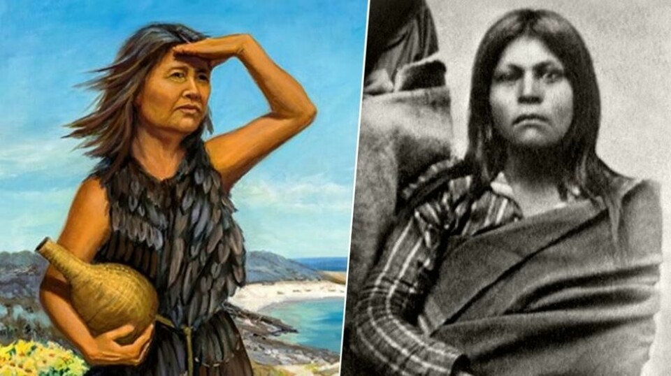 Det eneste kjente fotografiet av Juana Maria, den kvinnelige Robinson Crusoe (høyre). Bildet ble tatt etter at hun ankom misjonstasjonen i Santa Barbara etter å ha bodd alene på en øde øy i 18 år. Foto: nps.gov / Southwest Museum of the American Indian.
