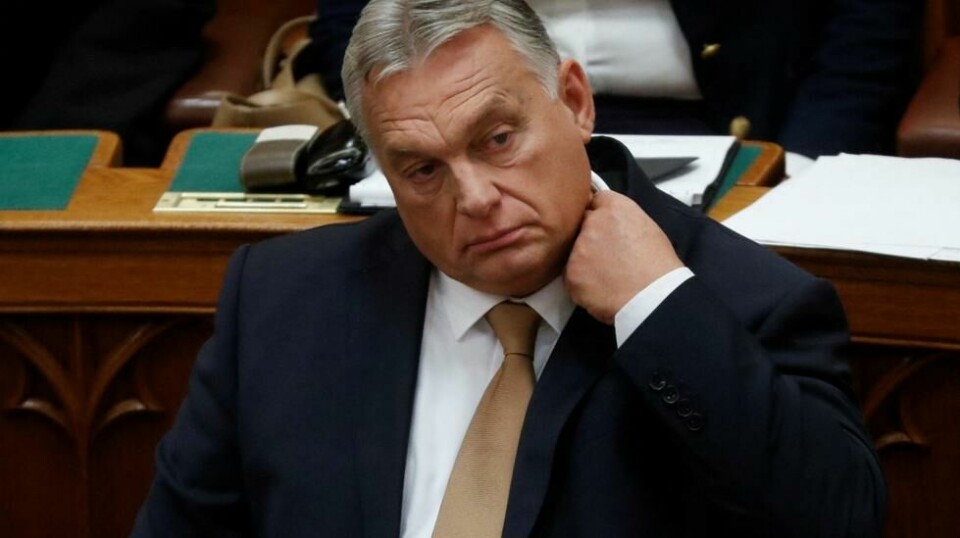 Ungarns statsminister Viktor Orban under samlingen i parlamentet i Budapest mandag, var ikke nådig i sin kritikk av EU.