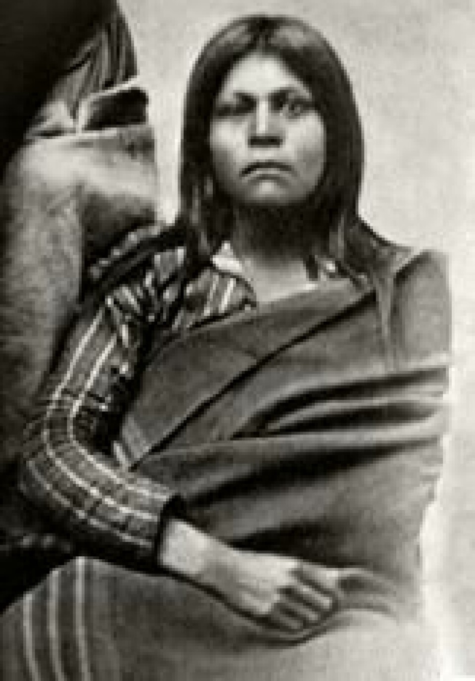 Den antatte Juana Maria - fotografert på misjonsstasjonen i Santa Barbara kort tid etter at hun ble funnet. Foto. Southwest Museum of the American Indian. Den antatte Juana Maria - fotografert på misjonsstasjonen i Santa Barbara kort tid etter at hun ble funnet. Foto. Southwest Museum of the American Indian.