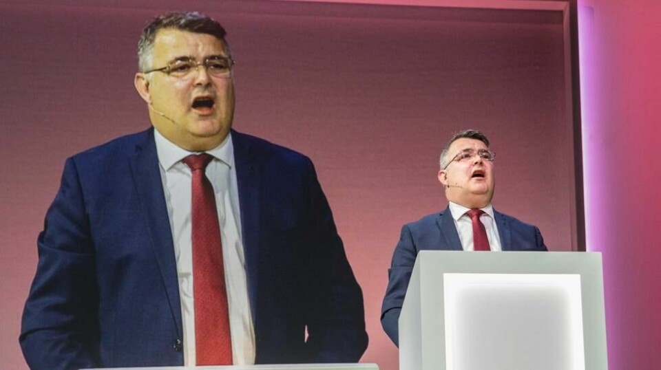 RME OG FREIBERG: Olje- og energiminister Kjell-Børge Freiberg, her på Equinors høstkonferanse 26. november, fastholder at alle inntektene fra utenlandshandelen med kraft kan gå til å senke nettleien i Norge.
