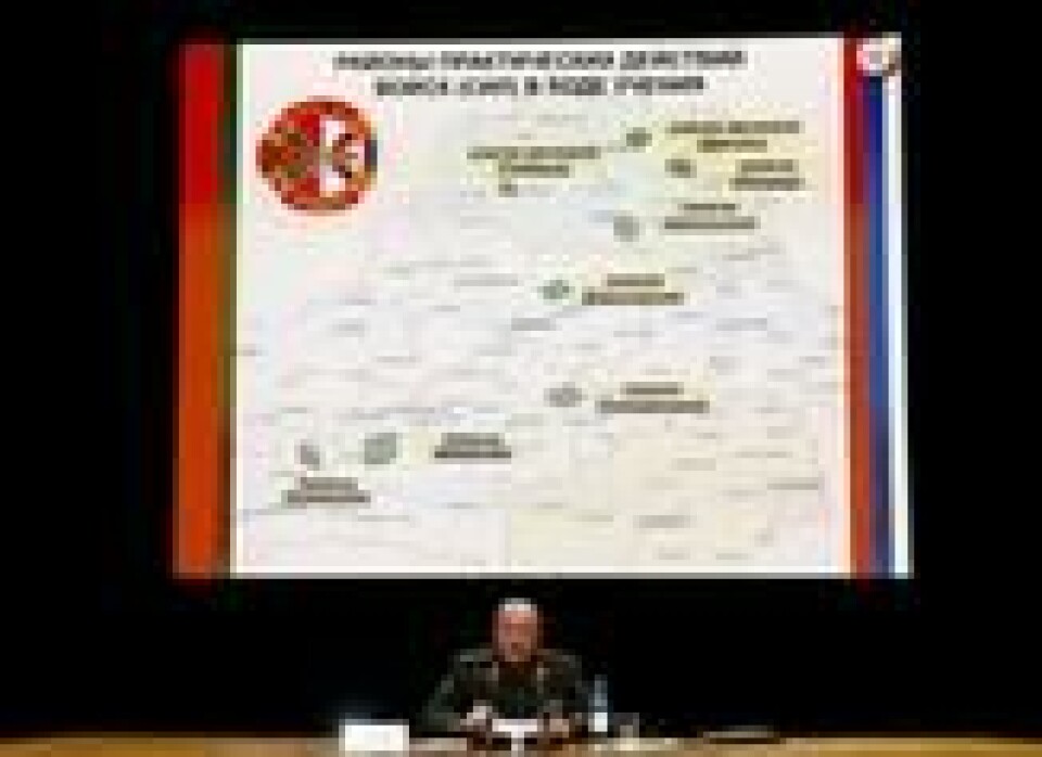 Den hviterussiske viseforsvarsministeren Oleg Belokonev under en pressekonferanse om øvelsen Zapad 2017, 29. august. Scanpix/REUTERS/Vasily Fedosenko Den hviterussiske viseforsvarsministeren Oleg Belokonev under en pressekonferanse om øvelsen Zapad 2017, 29. august. Scanpix/REUTERS/Vasily Fedosenko