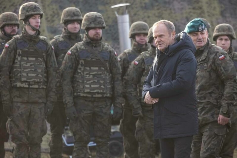 Sikkerhet står høyt på agendaen til det polske formannskapet. Her er Tusk på besøk til et anlegg nær Polens grense til Russland. Sikkerhet står høyt på agendaen til det polske formannskapet. Her er Tusk på besøk til et anlegg nær Polens grense til Russland. Foto: Wojtek Radwanski / AFP via NTB