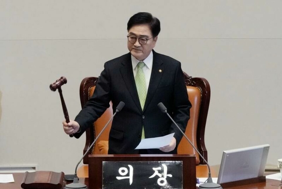Woo Won-shik, leder for Sør-Koreas nasjonalforsamling, da de folkevalgte fredag vedtok å stille fungerende president Han Duck-soo for riksrett.