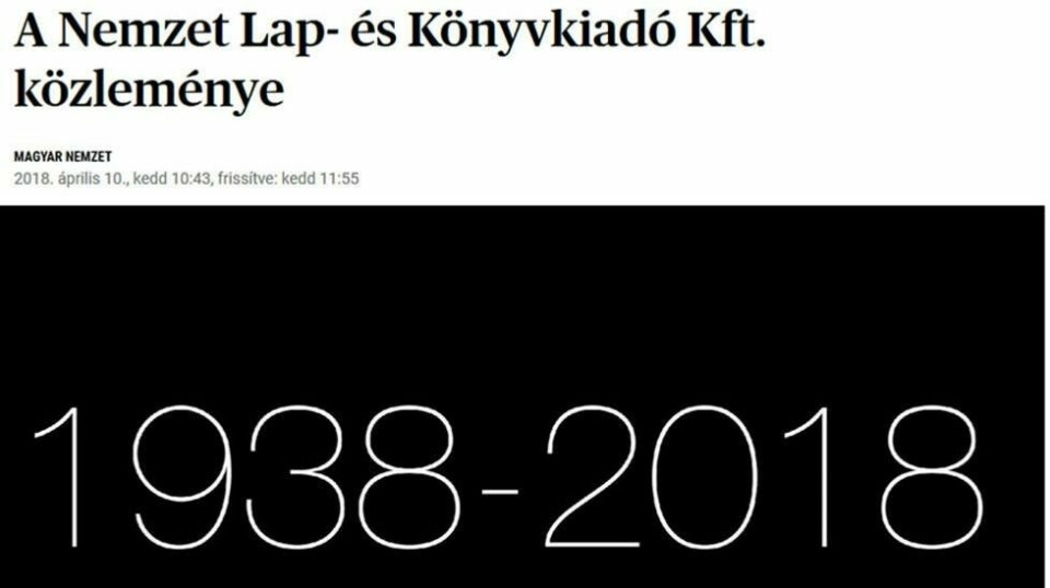 SISTE UTGAVE: 80 år etter opprettelsen, kommer den opposisjonelle avisa Magyar Nemzet (Ungarsk nasjon) ut med sitt siste nummer onsdag - kunngjorde eierne tirsdag.