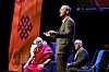 Thomas Hylland Eriksen var konferansier da Dalai Lama var gjest på et publikumsarrangement på Folketeateret i Oslo i 2014. Foto: Heiko Junge / NTB