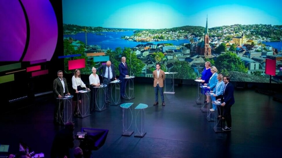 Partilederdebatten gikk av stabelen i Arendal torsdag kveld. Ifølge avisenes terningkast var det to partiledere som særlig utmerket seg. Foto: Heiko Junge / NTB