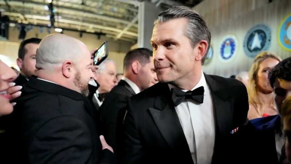 Pete Hegseth under ballet etter Donald Trumps innsettelse mandag.