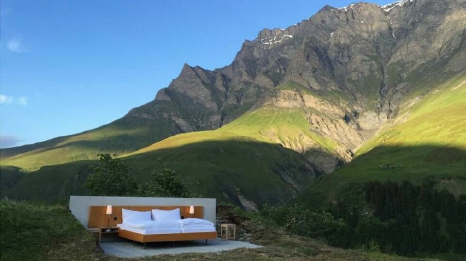 Den nye versjonen av hotellkunstkonseptet «Null Stern – der du er den eneste stjerna» har hverken vegger eller tak. Foto: Atelier für Sonderaufgaben.