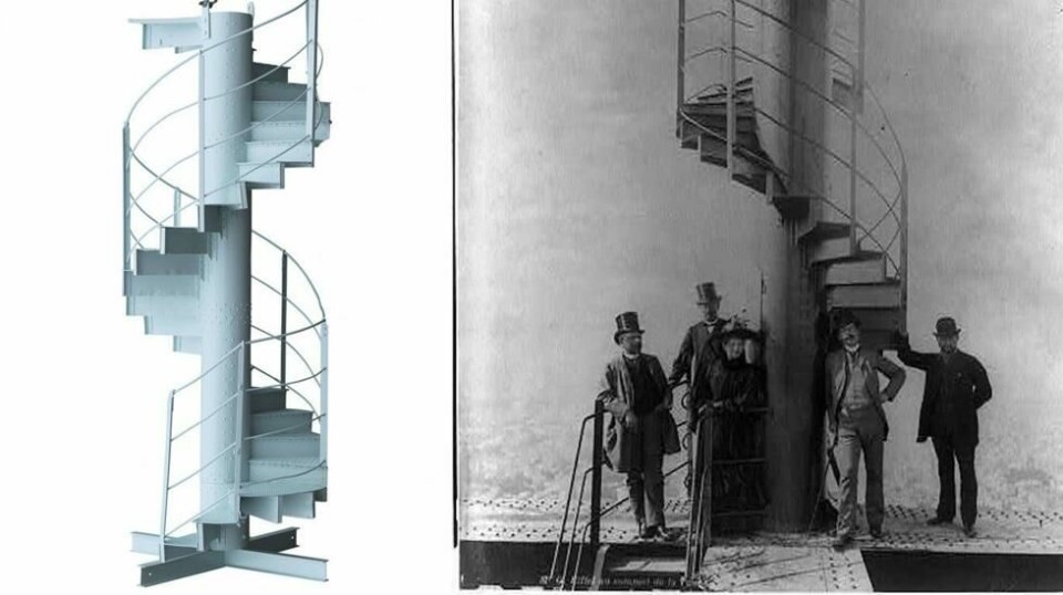 Denne 24 trinn lange trappen fra Eiffeltårnet kan nå bli din. Foto: AFP / NTB scanpix / Library of Congress.