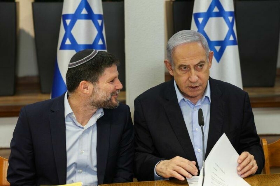 Israels statsminister Benjamin Netanyahu, med finansminister Bezalel Smotrich.