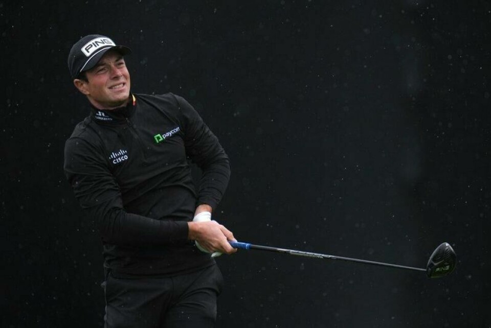 Viktor Hovland slet på golfbanen fredag.