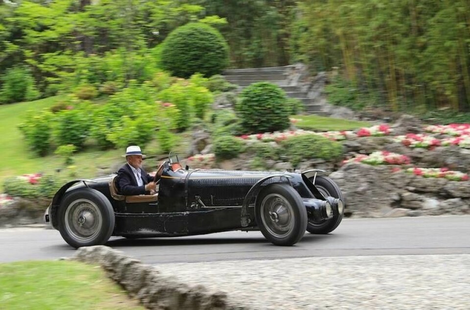 Fritz Burkhard elsker å bruke sin unike Bugatti, som her på Concorso d’Eleganza Villa d’Este i 2023. Fritz Burkhard elsker å bruke sin unike Bugatti, som her på Concorso d’Eleganza Villa d’Este i 2023. Foto: Ivar Engrud / Finansavisen