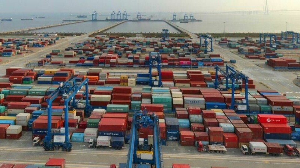 Konteinere i havna i den kinesiske byen Nantong på et bilde fra 2021.