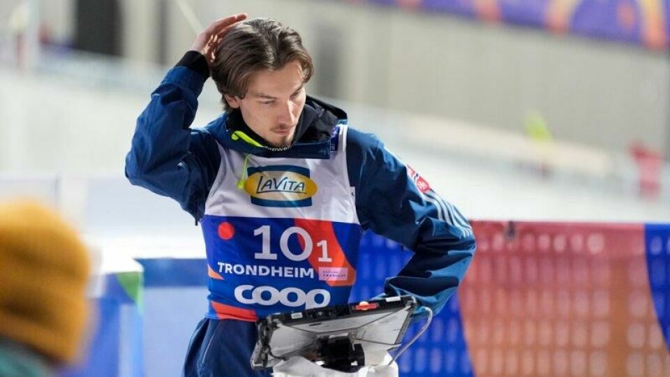 Johann André Forfang etter lagkonkurranse i hopp i VM på ski i Trondheim tidligere i mars.