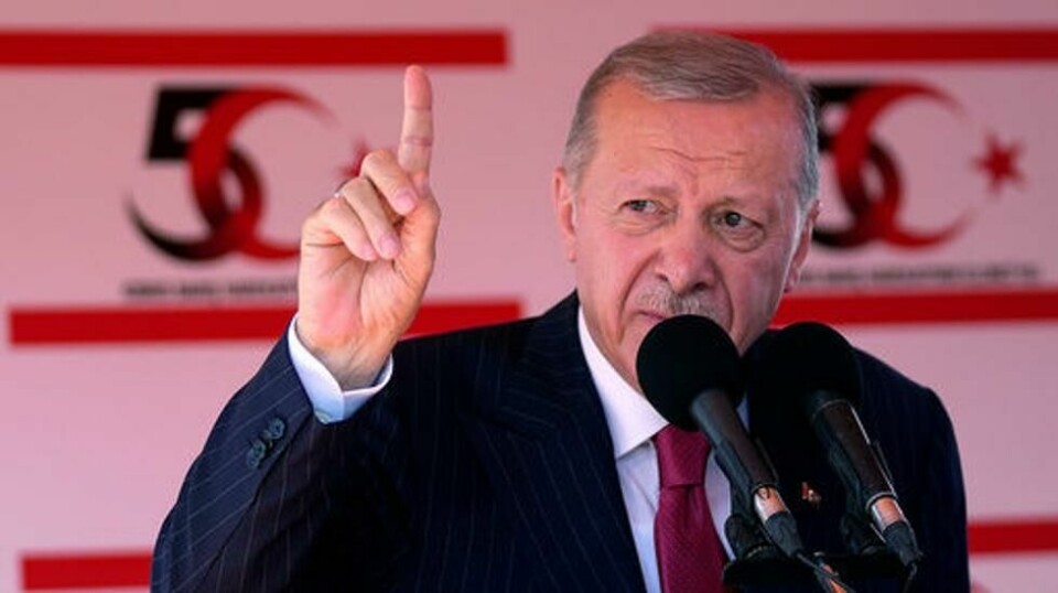 Tyrkia president Recep Tayyip Erdogan under et besøk i den tyrkisk-kypriotiske delen av Kypros i sommer. Foto: Petros Karadjias / AP / NTB