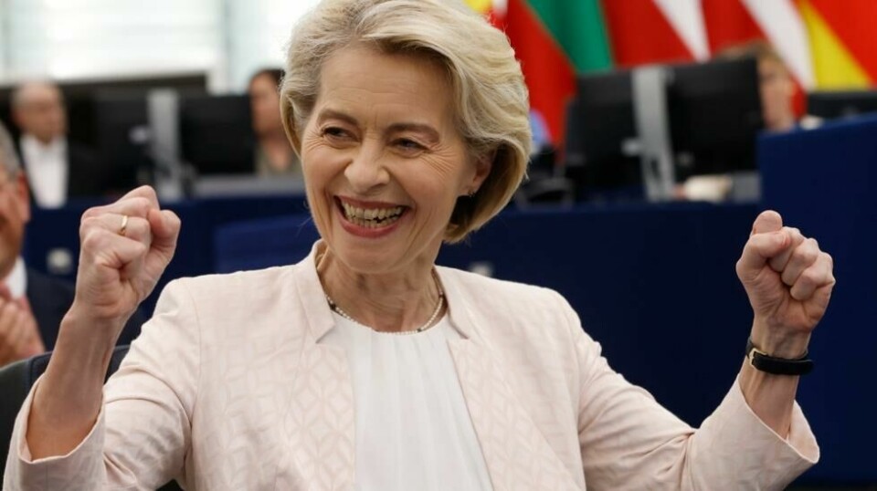 Ursula von der Leyen ble gjenvalgt som president for EU-kommisjonen. (AP Photo/Jean-François Badias)
