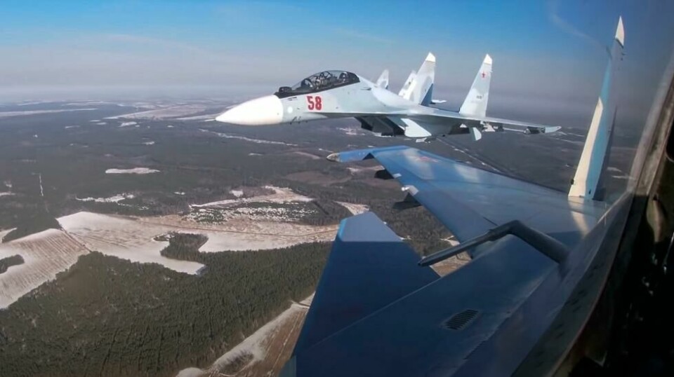 Et jagerfly av typen Su-30 skal ha blitt skutt ned over Svartehavet. Foto: Russian Defense Ministry Press Service via AP / NTB