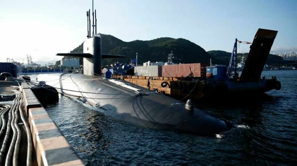 Den amerikanske atomubåten USS Kentucky ligger til kai i Busan I Sør-Korea, onsdag 19.juli.