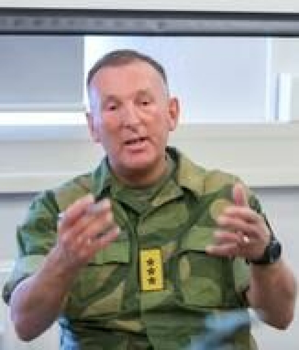 Sjefen for Forsvarets operative hovedkvarter, generalløytnant Rune Jakobsen på pressemøte om NATO-øvelsen Trident Juncture 2018 fredag. Sjefen for Forsvarets operative hovedkvarter, generalløytnant Rune Jakobsen på pressemøte om NATO-øvelsen Trident Juncture 2018 fredag. Foto: Gorm Kallestad / NTB scanpix