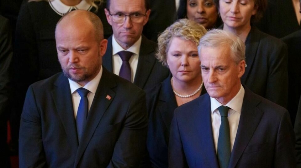 Statsminister Jonas Gahr Støre og finansminister Trygve Slagsvold Vedum under den høytidelige åpningen av det 169. storting.