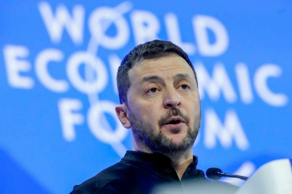 Ukrainas president Volodymyr Zelenskyj under møtet i Verdens økonomiske forum i Davos i Sveits, som pågår for tiden.