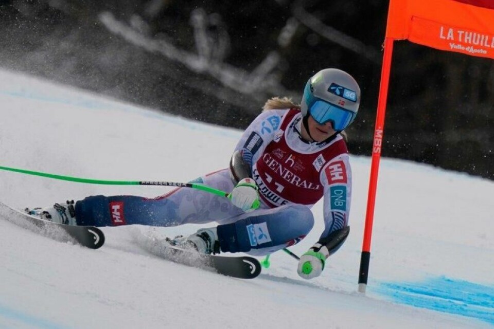 Kajsa Vickhoff Lie under et renn i italienske La Thuile nylig.