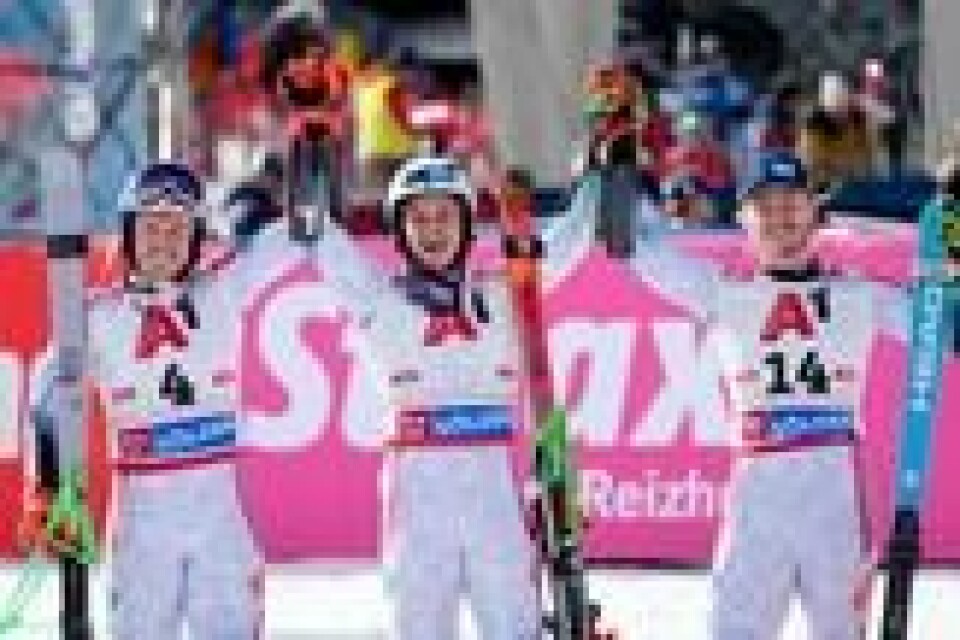 Alexander Steen Olsen vant foran Henrik Kristoffersen og Atle Lie McGrath i Sölden. Foto: Cornelius Poppe / NTB Alexander Steen Olsen vant foran Henrik Kristoffersen og Atle Lie McGrath i Sölden. Foto: Cornelius Poppe / NTB