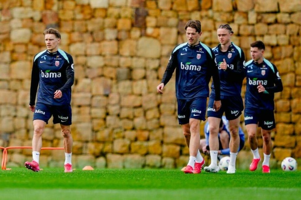 Martin Ødegaard (f.v.), Sander Berge, Thelo Aasgaard og Lasse Berg Johnsen under trening med Norges landslag i fotball på Marbella Football Center. Martin Ødegaard (f.v.), Sander Berge, Thelo Aasgaard og Lasse Berg Johnsen under trening med Norges landslag i fotball på Marbella Football Center. Foto: Fredrik Varfjell / NTB