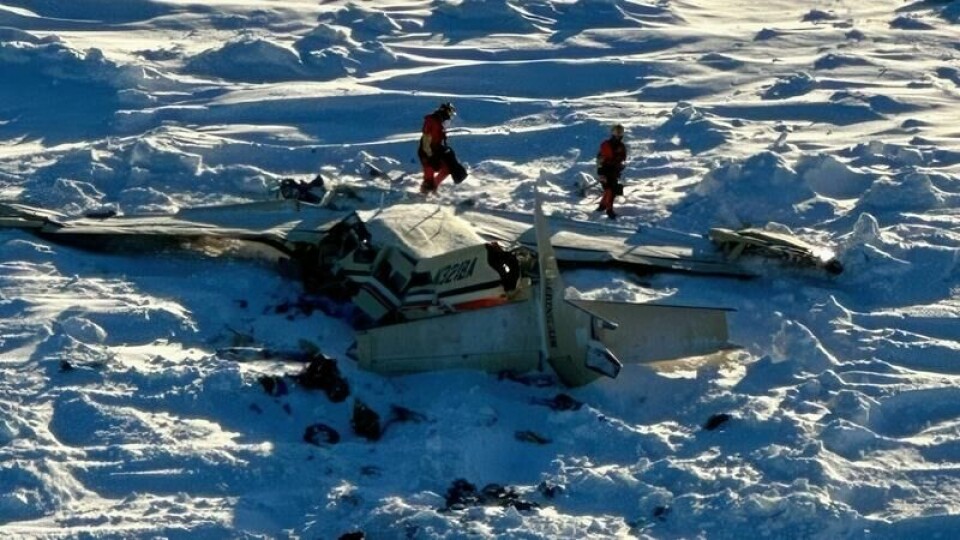 Vraket av flyet ble lokalisert på havisen.