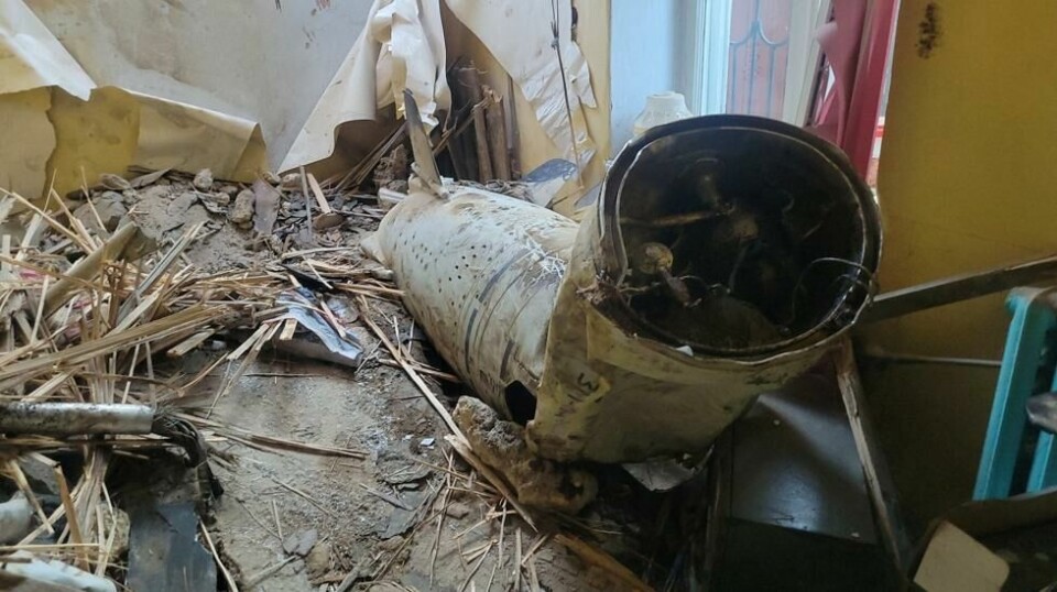 En del av en russisk kryssermissil Kalibr inne i en bygning som ble skadet under det russiske angrepet mot Odesa natt til 18.juli.
