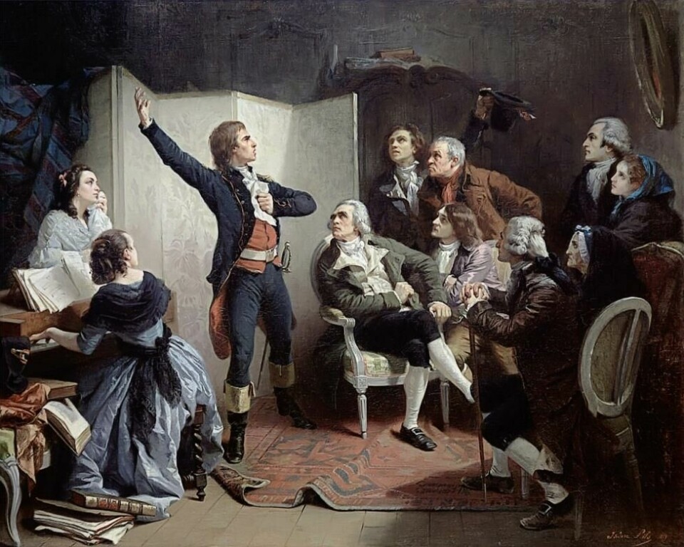 Et maleri fra 1849 av Isidore Pils som viser Rouget de Lisle fremføre Marseillaisen for første gang i hjemmet til ordføreren i Strasbourg. Et maleri fra 1849 av Isidore Pils som viser Rouget de Lisle fremføre Marseillaisen for første gang i hjemmet til ordføreren i Strasbourg.