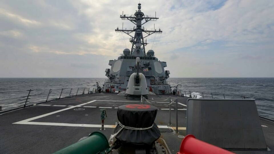 Det amerikanske militærfartøyet USS Higgins på en rutinemessig visit i Taiwanstredet. Spenningen mellom Kina og USA er stor i Sør-Kinahavet. Det amerikanske militærfartøyet USS Higgins på en rutinemessig visit i Taiwanstredet. Spenningen mellom Kina og USA er stor i Sør-Kinahavet. Foto: Mass Communication Specialist 1st Class Donavan K. Patubo / U.S.Navy via AP / NTB