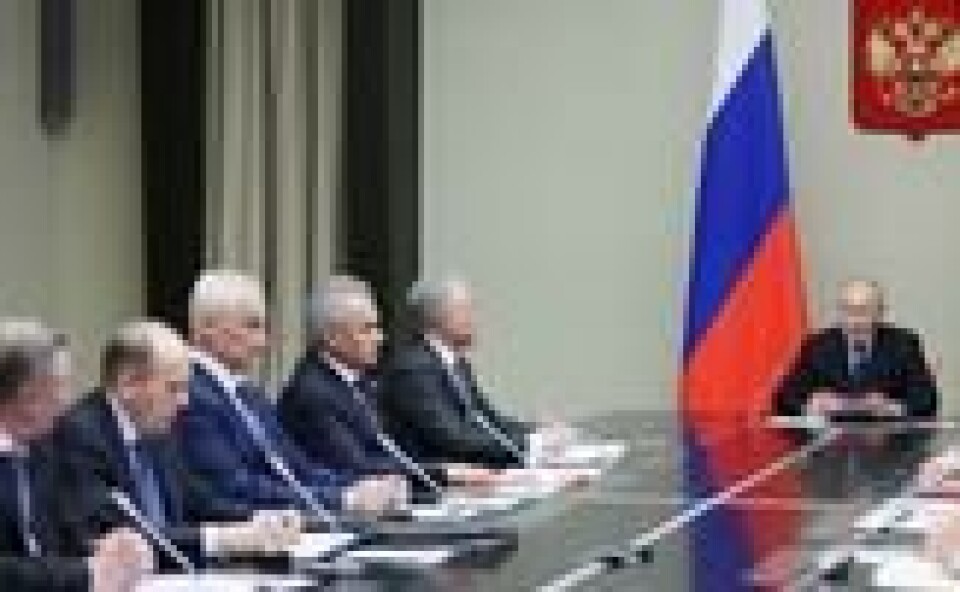 President Vladimir Putin innkalte til et møte 9. august med Sikkerhetsrådet vedrørende situasjonen i Kursk, i sin residens utenfor Moskva. President Vladimir Putin innkalte til et møte 9. august med Sikkerhetsrådet vedrørende situasjonen i Kursk, i sin residens utenfor Moskva. Foto: Aleksey Babushkin / AFP