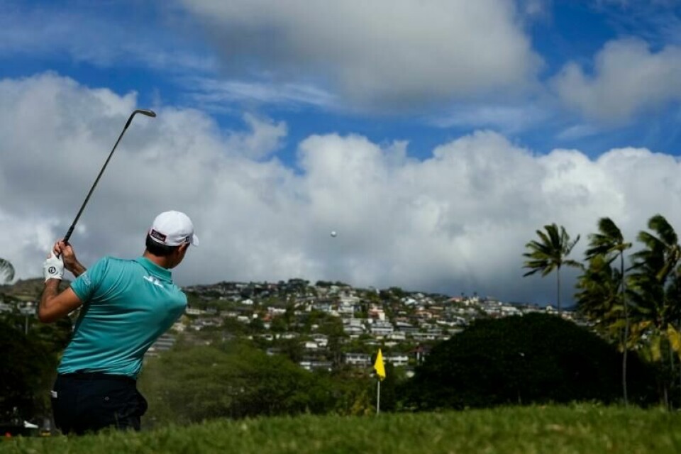 Kristoffer Ventura har fått en brukbar start på PGA-turneringen i La Quinta. Her er han under forrige ukes turnering på Hawaii.