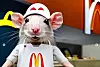 KI-generert bilde som viser en McDonald's-ansatt som en rotte. Foto: Skjermdump / Yelp Jonathan M