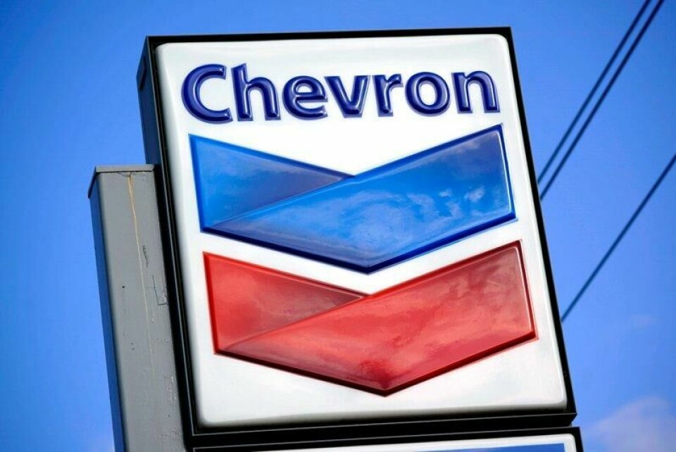 Chevron produserer og eksporterer i dag nesten en kvart million fat olje hver dag i Venezuela. Dette bildet er tatt på en av selskapets stasjoner i Bradenton i Florida i 2022.