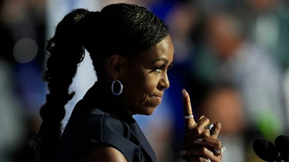 USAs tidligere førstedame Michelle Obama taler på Demokratenes landsmøte i hjembyen Chicago. Foto: Paul Sancya / AP / NTB