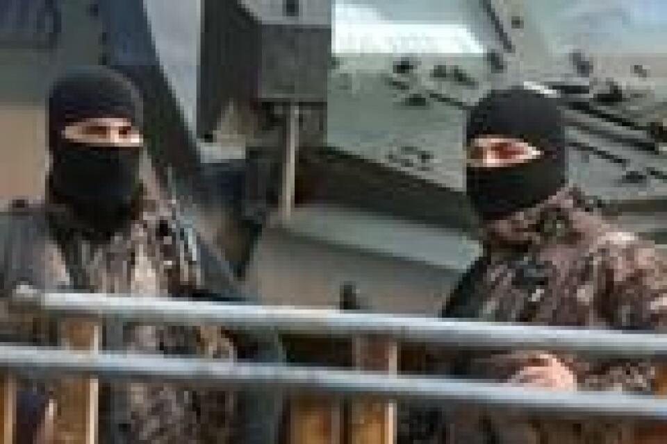 Tyrkiske spesialstyrker ved en kontrollpost i utkanten av byen Azaz i Syria 27. januar 2018. Scanpix/AP. Tyrkiske spesialstyrker ved en kontrollpost i utkanten av byen Azaz i Syria 27. januar 2018. Scanpix/AP.