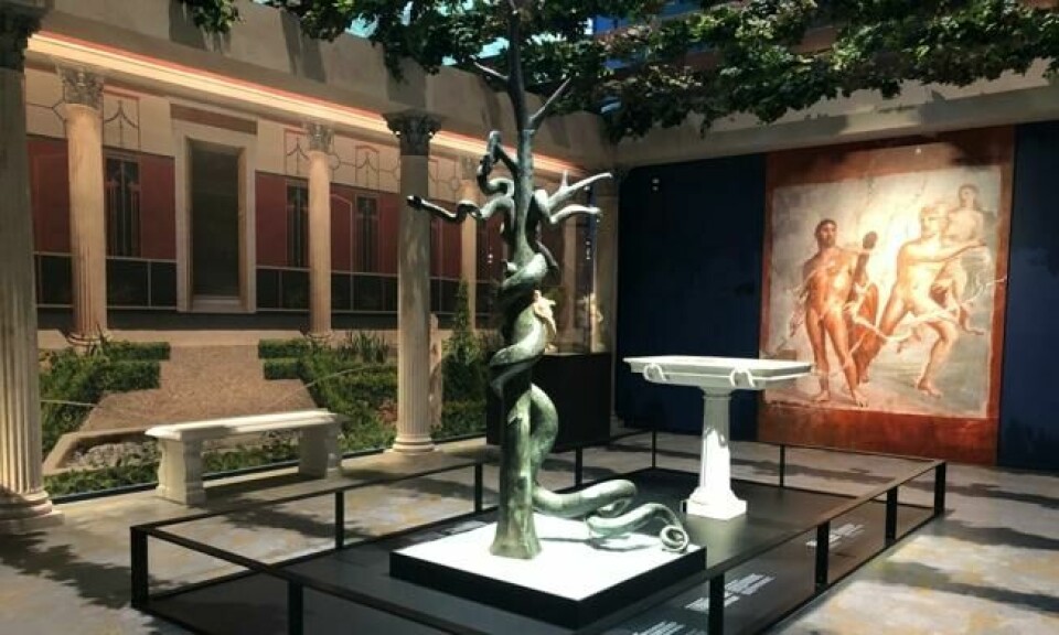 Denne statuen av den mytologiske skapningen hydra sto opprinnelig i et treningssenter for menn i Herculaneum og er svært godt bevart. Dette er første gang den er vist utenfor Arkeologisk museum i Napoli. Foto: Roger Grosvold Denne statuen av den mytologiske skapningen hydra sto opprinnelig i et treningssenter for menn i Herculaneum og er svært godt bevart. Dette er første gang den er vist utenfor Arkeologisk museum i Napoli. Foto: Roger Grosvold