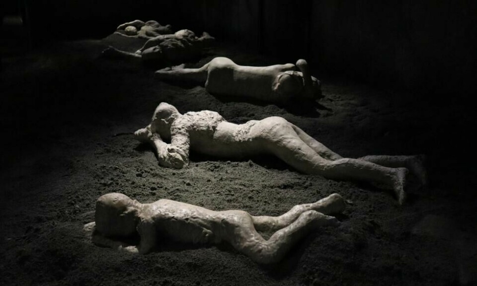 I motsetning til Herculaneum døde ikke ofrene i Pompeii momentant – de fleste rakk å trekke pusten tre ganger før de endelig omkom. Bildet er fra utstillingen Moesgaard Museum. I motsetning til Herculaneum døde ikke ofrene i Pompeii momentant – de fleste rakk å trekke pusten tre ganger før de endelig omkom. Bildet er fra utstillingen Moesgaard Museum. Foto: Roger Grosvold